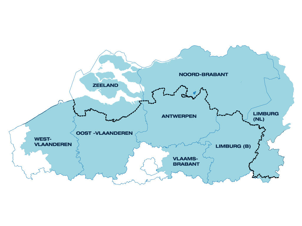 Kaart grensregio Interreg IV